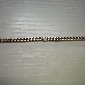 Smiley Face Linked Chain Bracelet in Silver Tone